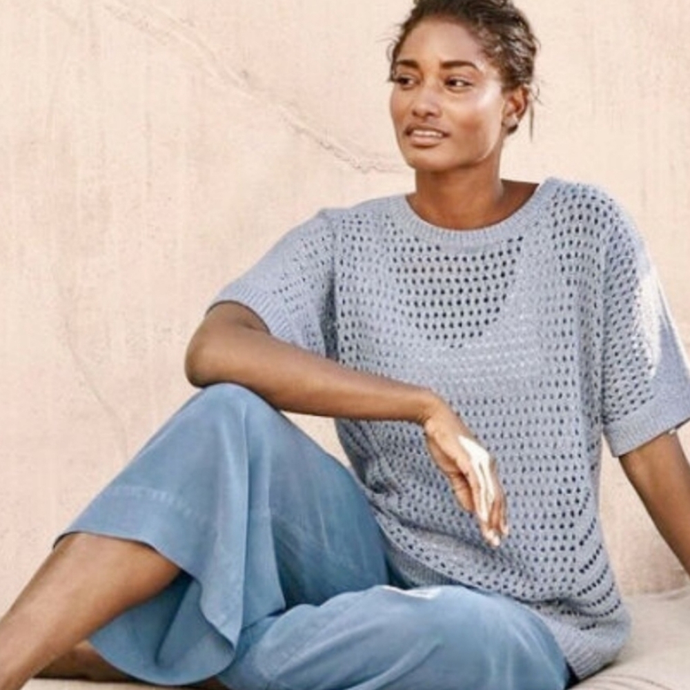 Pure Jill Open Knit Sweater in Powder Blue 🆕️